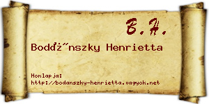 Bodánszky Henrietta névjegykártya